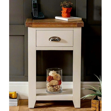 TT-TEL-WH : Tủ 1 Ngăn Kéo ( Màu Trắng + Vàng Gỗ )